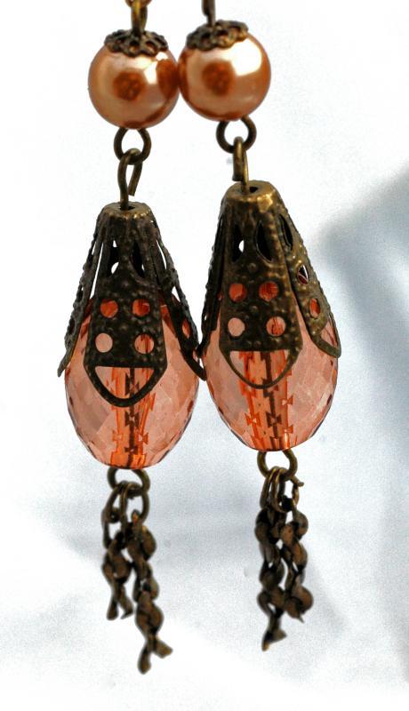 Unique Victorian Dangle Earrings, Hand crafted from faceted Lucite