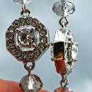 Unique Swarovski Crystal & Silver Long Dangle Earrings Double Sided Octagonal Bling Original Hand Crafted Design