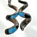 Sterling Silver Opal and Onyx Spiral Earrings
