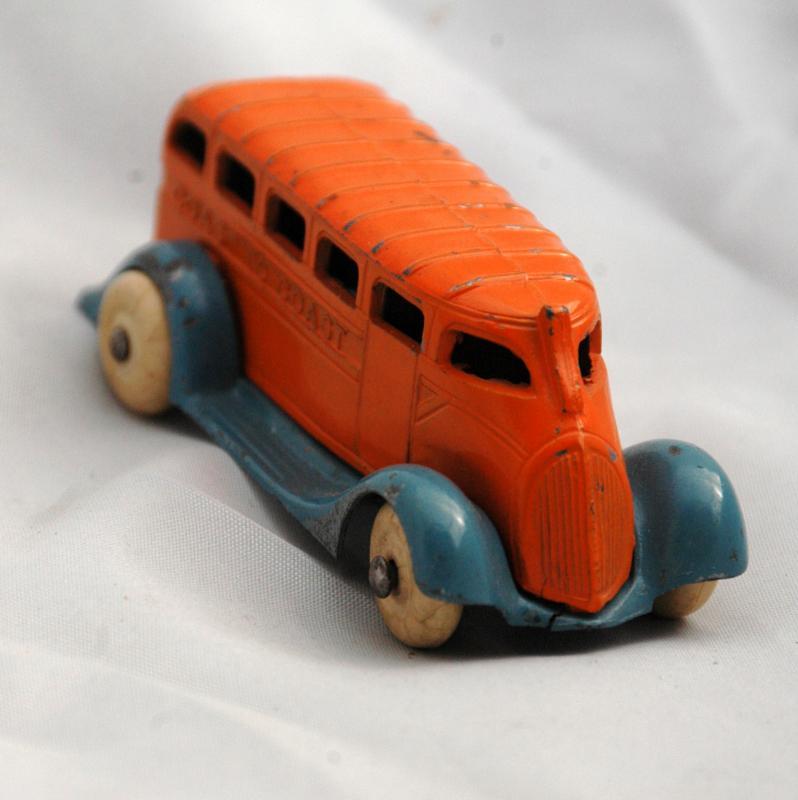 Barclay Toy Coast to Coast Auto Bus Orange and Blue Pre -War Slush Die-cast Very RARE!
