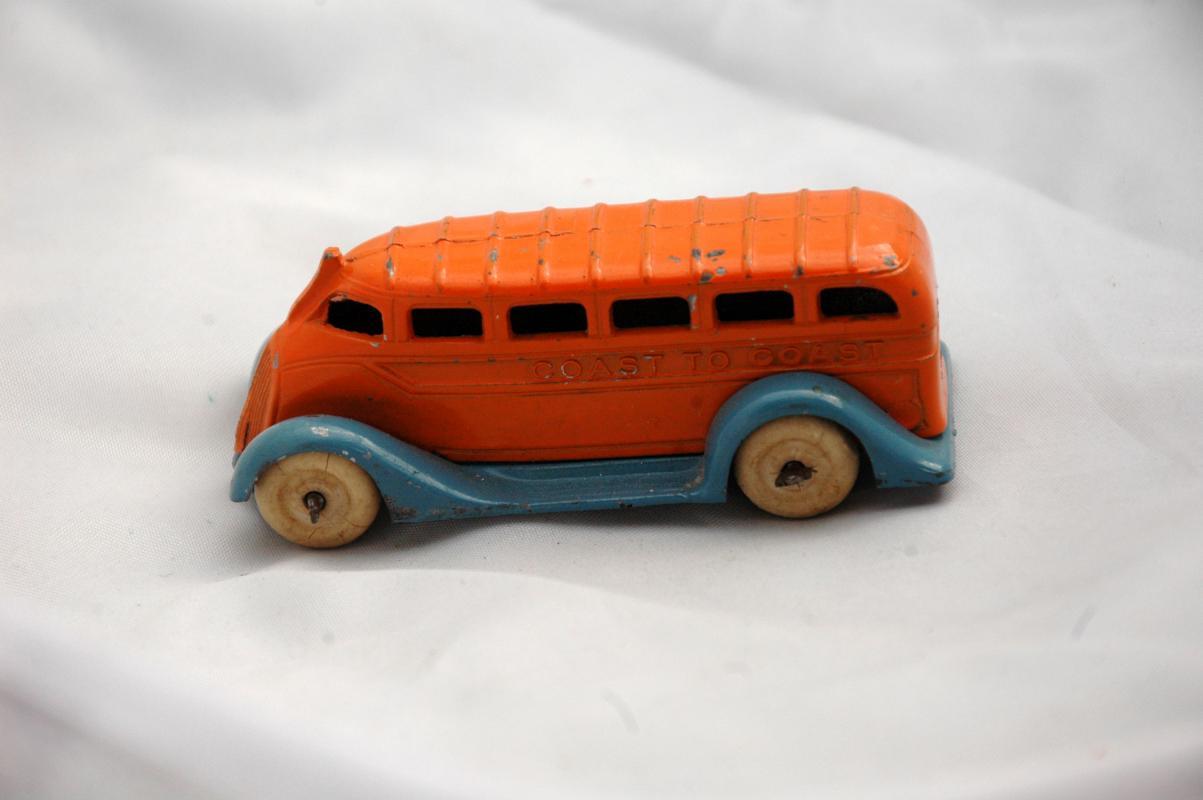 Barclay Toy Coast to Coast Auto Bus Orange and Blue Pre -War Slush Die-cast Very RARE!