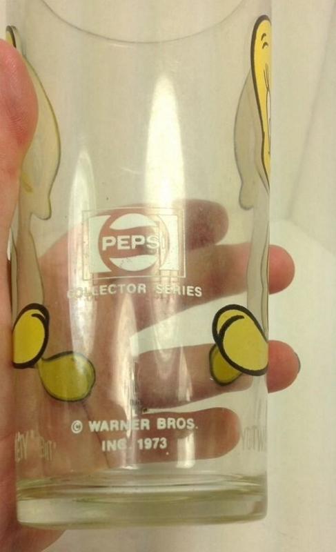 Tweety Bird Looney Tunes Drinking Glass Warner Bros 1973 Pepsi Collector Series