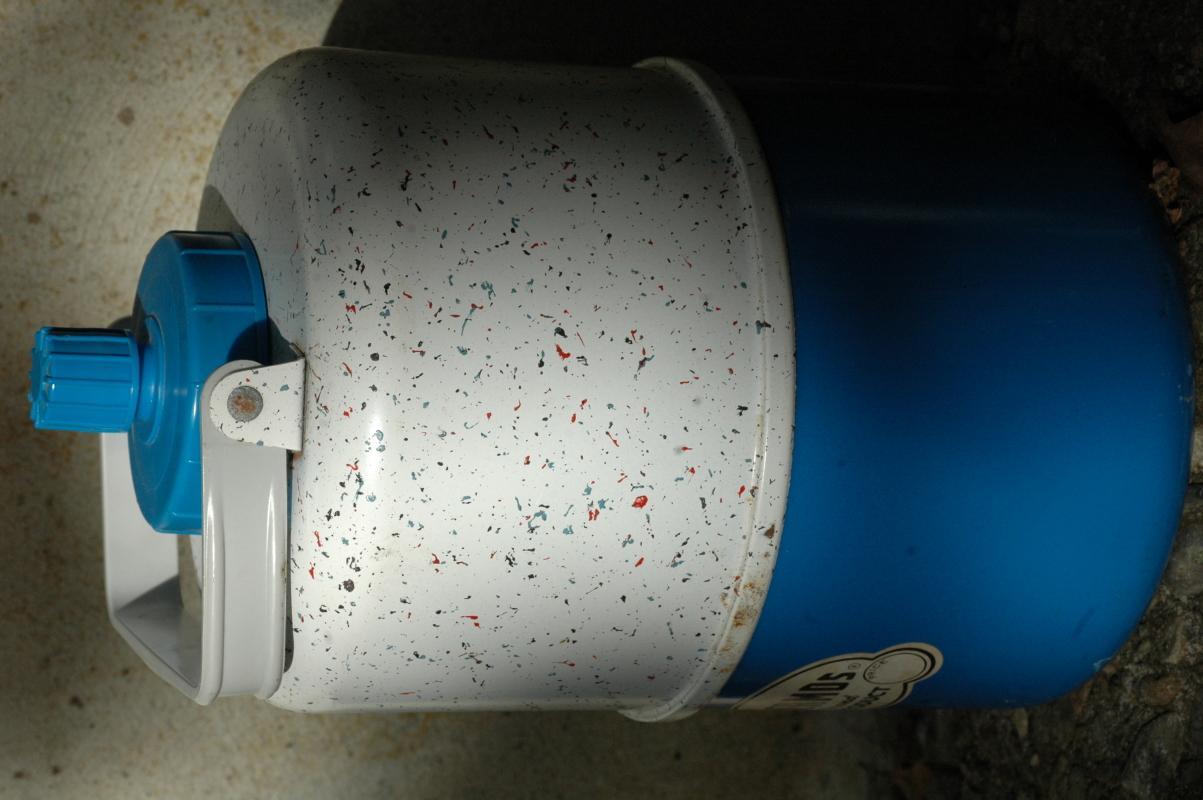 Vintage Keepsit Thermos Brand Jug Blue & White Speckled / Enamel Metal / Glass lined