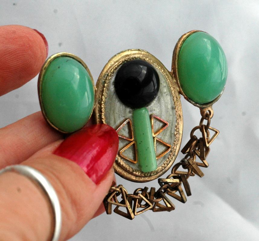 Atomic Lucite Enamel Pin Brooch High Voltage Appearance - Unusual