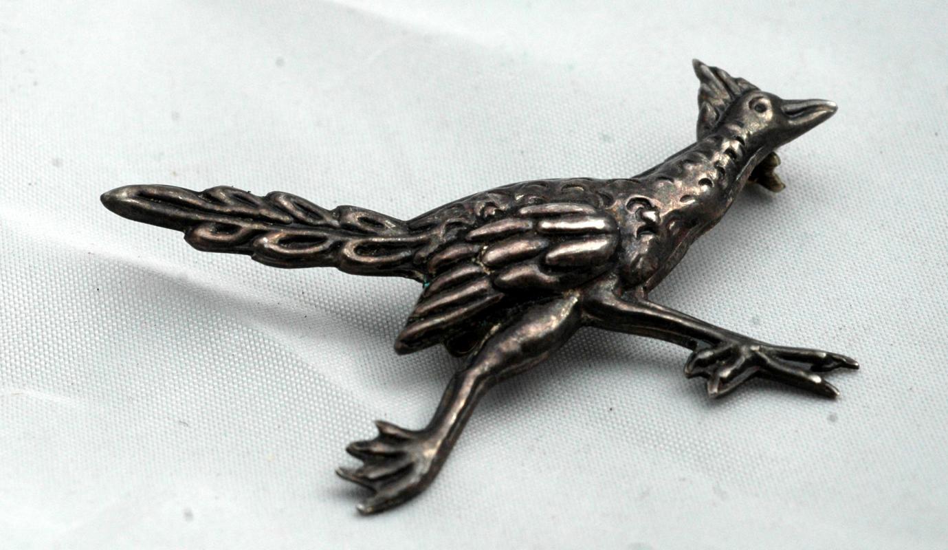 Vintage Taxco Sterling Roadrunner Pin Signed EDR / 925 with Eagle Mark