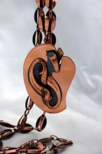 Mid-Century Modernist Solid Copper Pendant Necklace & Chain