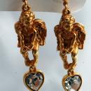 Kirks Folly Angel Crystal Heart Earrings Swarovski Crystals
