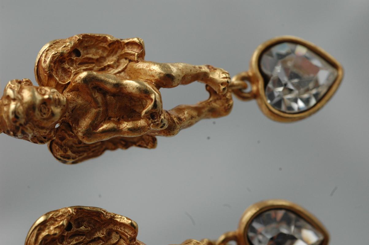 Kirks Folly Angel Crystal Heart Earrings Swarovski Crystals