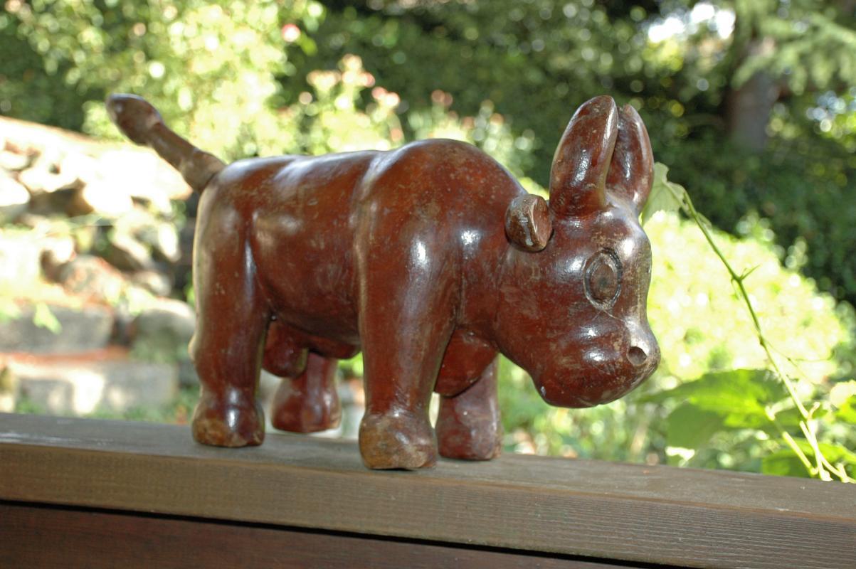 Hand Carved Wooden Bull Old Guatamalan Folk Art Very Large and Solid , Rustic