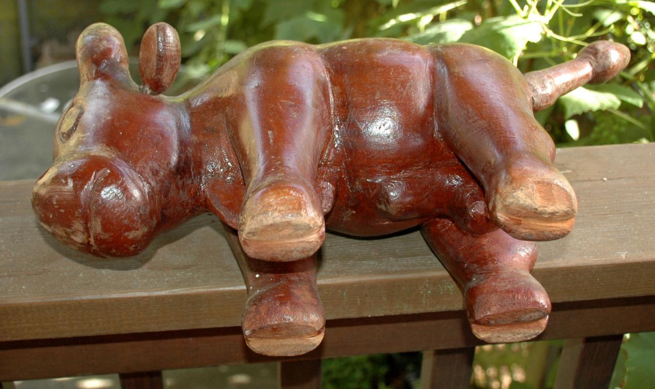 Hand Carved Wooden Bull Old Guatamalan Folk Art Very Large and Solid , Rustic