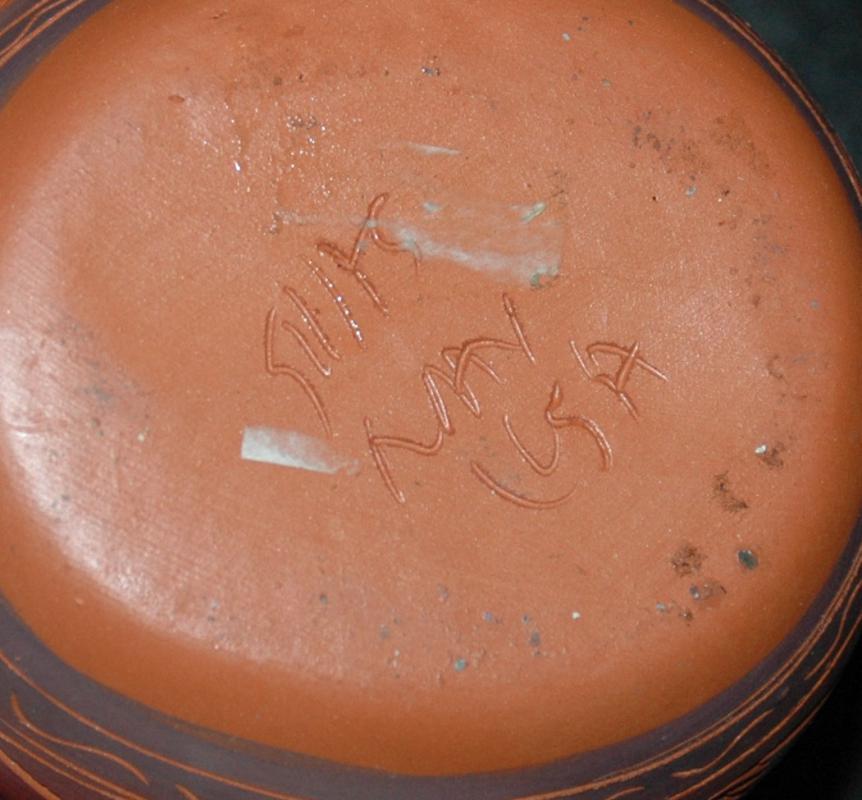 Signed Navajo Wedding Vase Etched Pottery