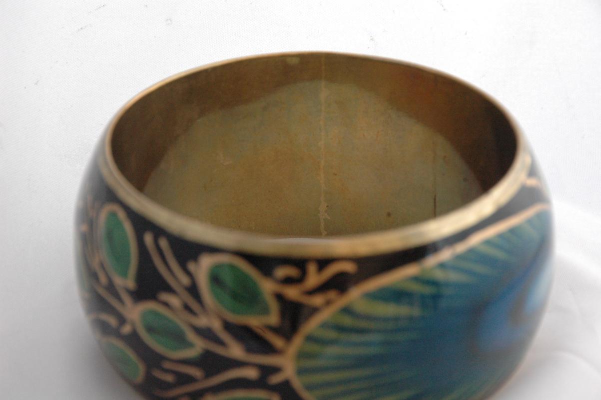 Peacock Feathers Brass Bangle Hand Painted Ethnic