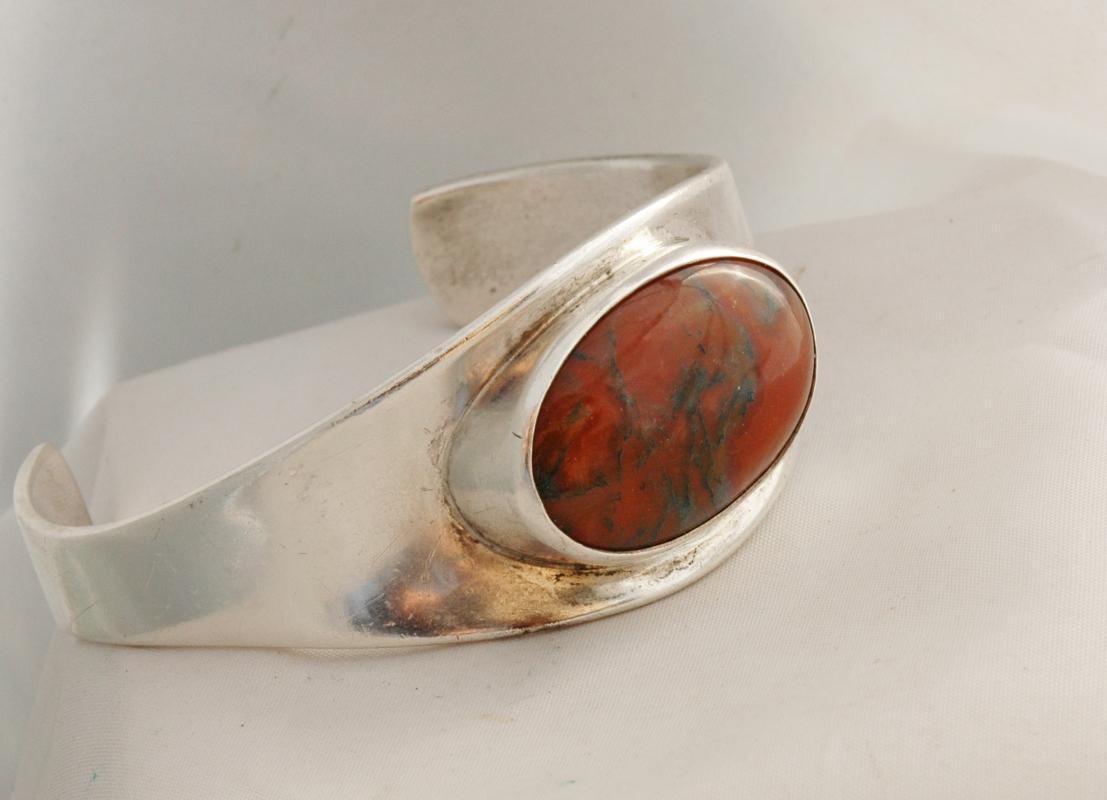 Bent Knudsen Modernist Denmark Sterling Silver Bracelet #19 with stone