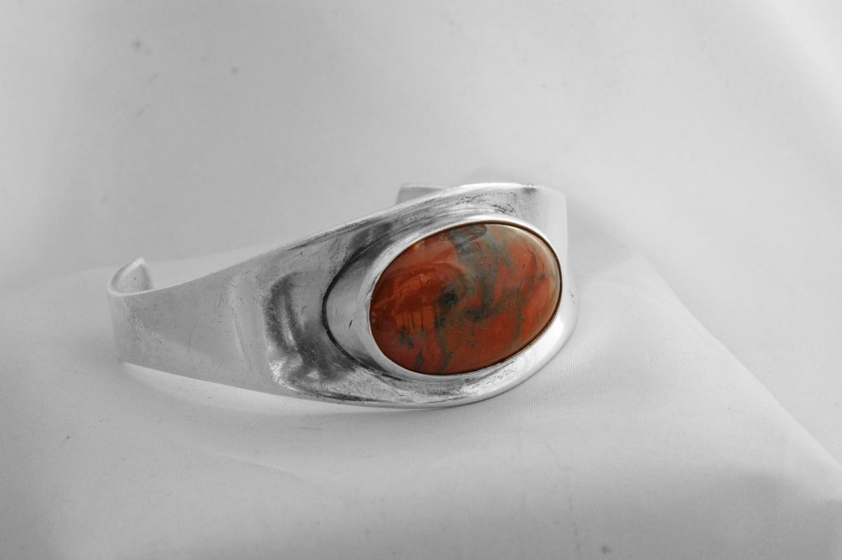 Bent Knudsen Modernist Denmark Sterling Silver Bracelet #19 with stone