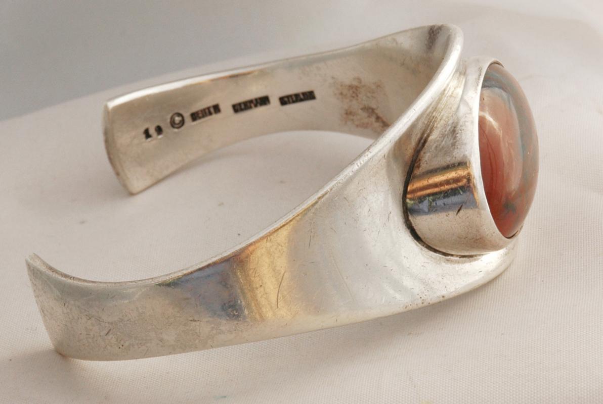 Bent Knudsen Modernist Denmark Sterling Silver Bracelet #19 with stone