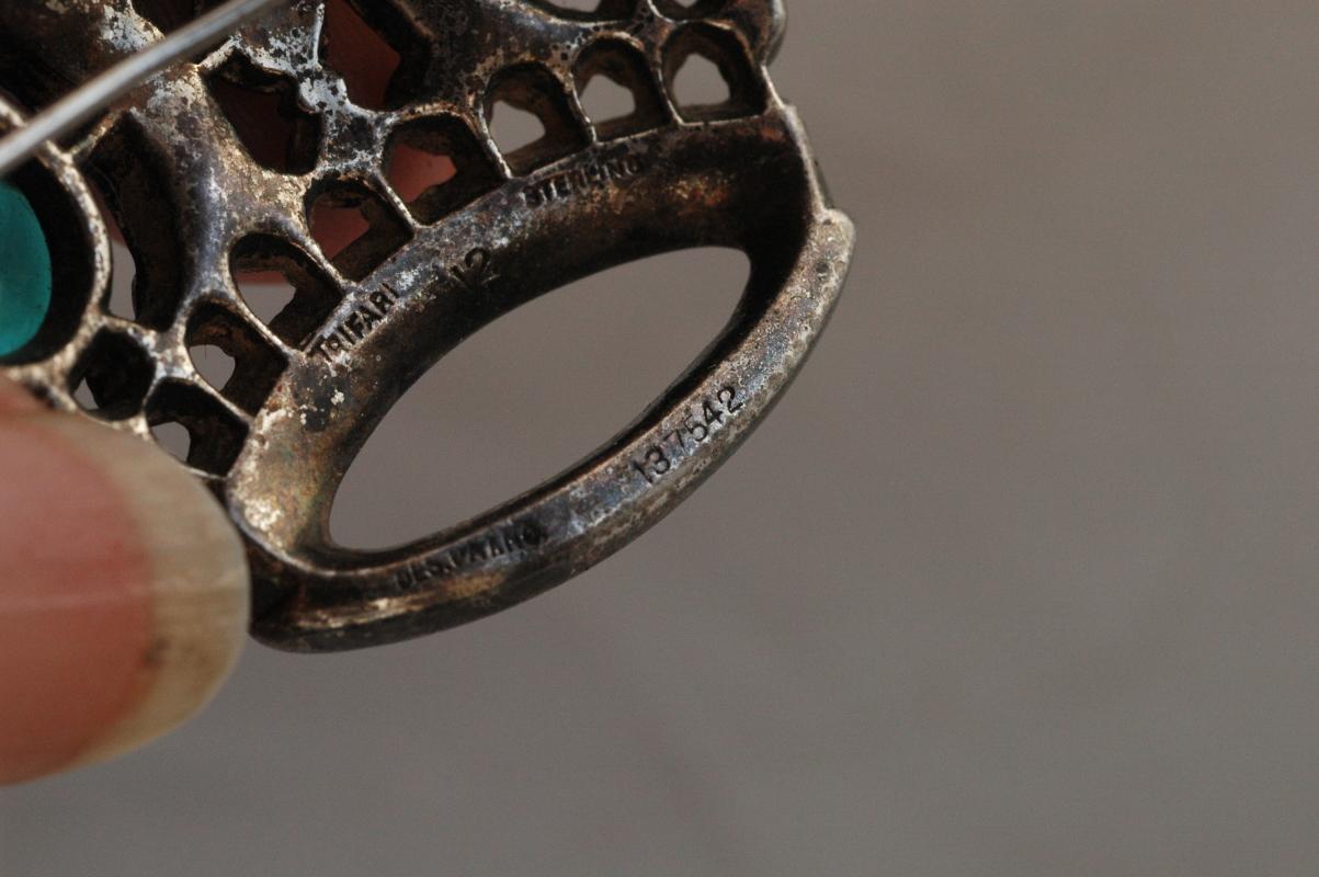 1944 TRIFARI Signed Sterling Silver Crown Brooch (Book-Piece) # 12