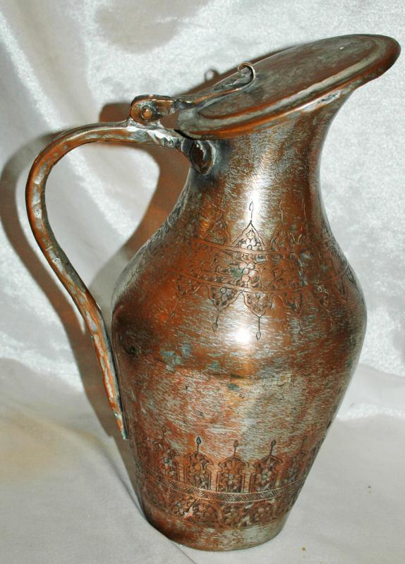 Persian Copper Goat Milk Pitcher with Lid 1876 Museum Piece