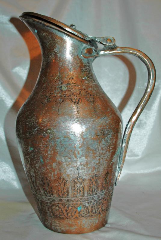Persian Copper Goat Milk Pitcher with Lid 1876 Museum Piece