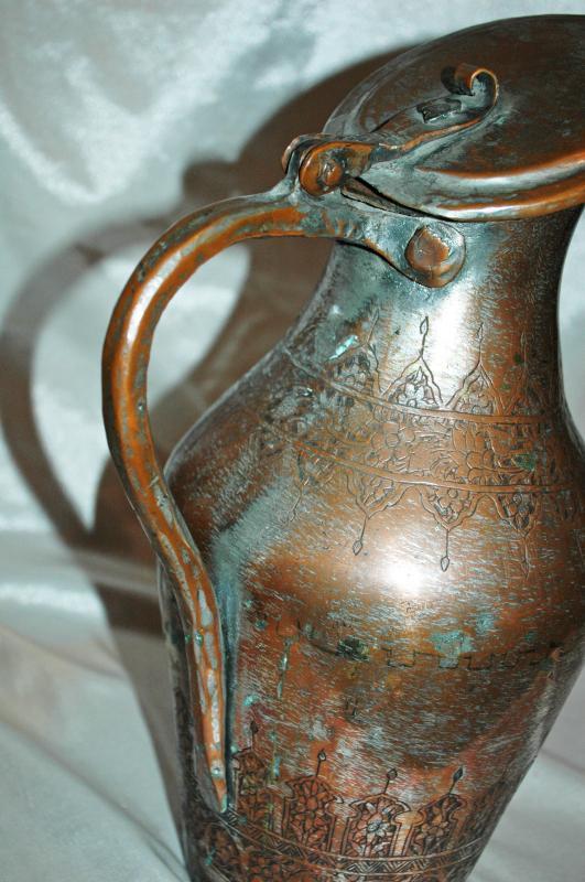Persian Copper Goat Milk Pitcher with Lid 1876 Museum Piece