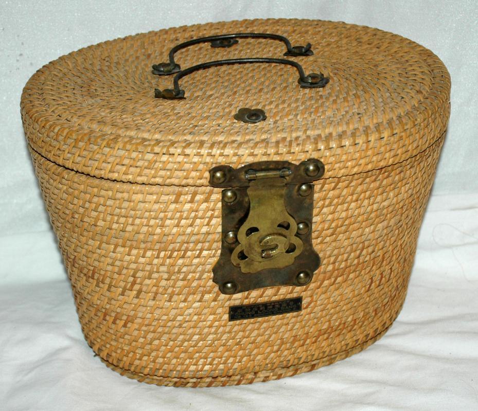 Antique Chinese Tea Basket , with padding and Brass Latches