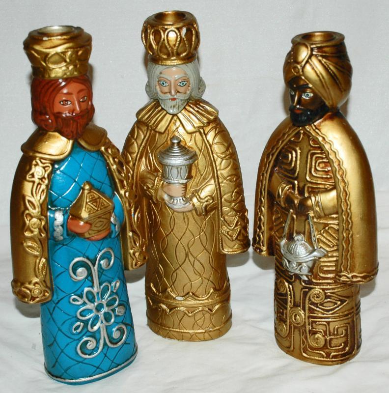 3 Wise Men Kings Papier , Paper Mache Candle Holders,Hand Crafted , Japan , Christmas Decor, Nativity