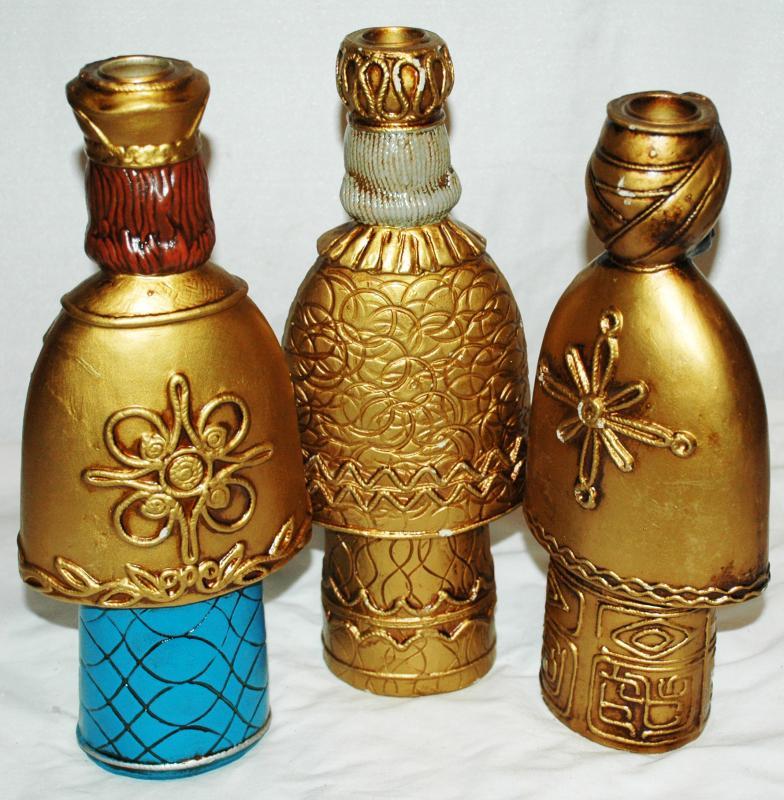 3 Wise Men Kings Papier , Paper Mache Candle Holders,Hand Crafted , Japan , Christmas Decor, Nativity