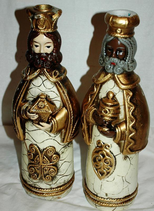2 of 3 Wise Men Kings Papier , Paper Mache Candle Holders,Hand Crafted , Japan , Christmas Decor, Nativity