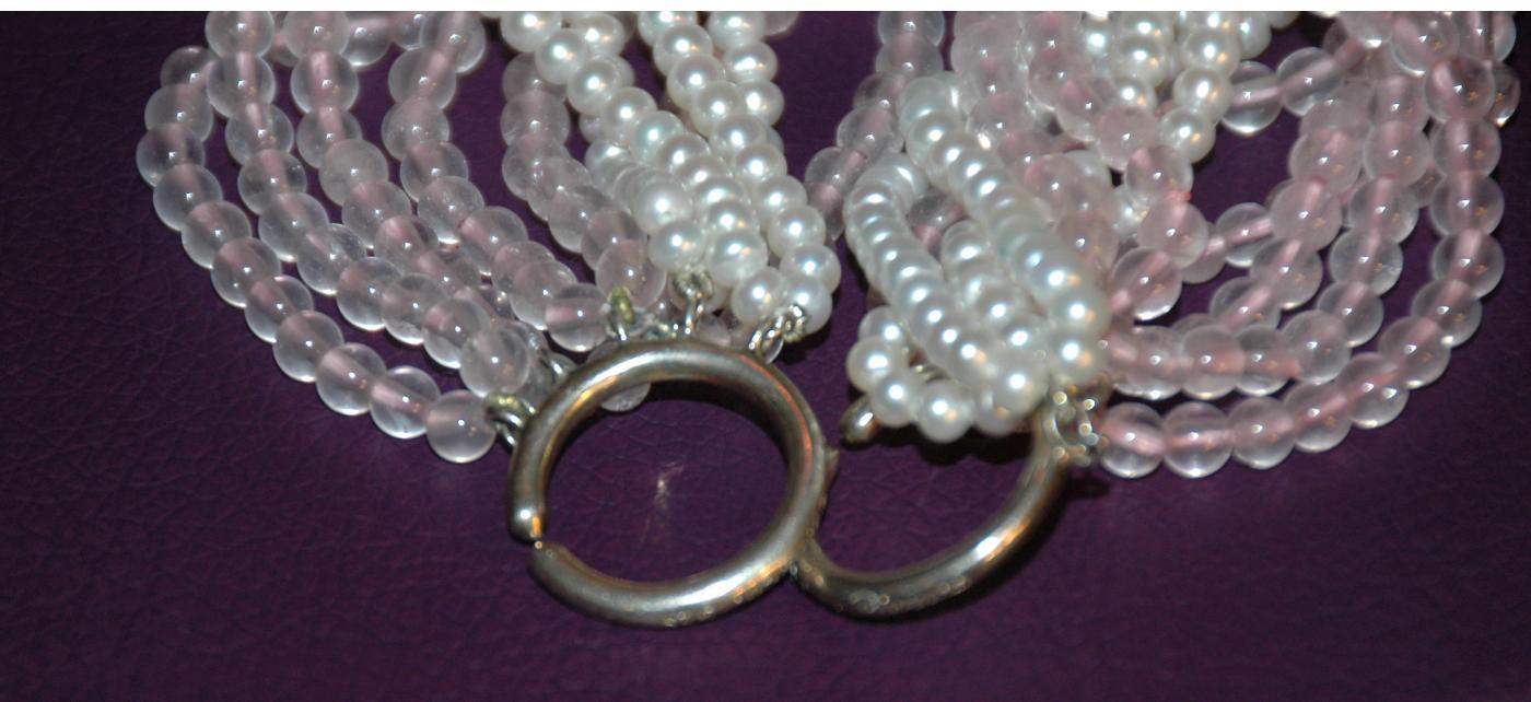PALOMA PICASSO TIFFANY BRACELET Sterling Rose Quartz and White Pearls Multiple Strand