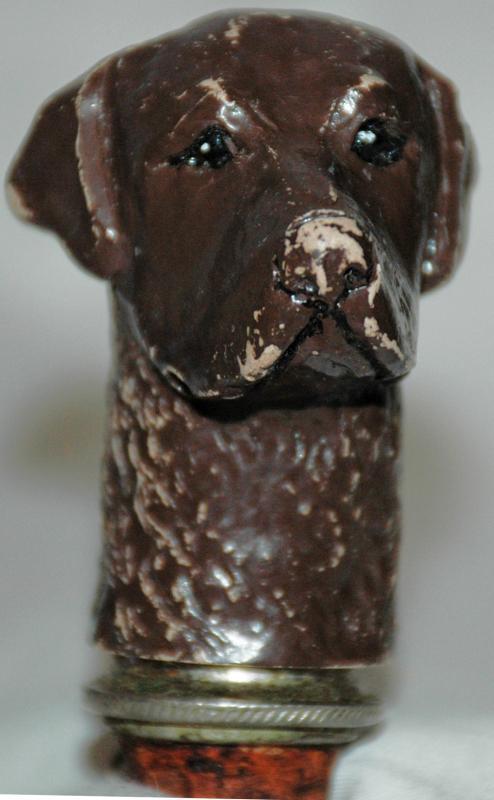 Antique Hound Dog Bottle Stopper , Cork with Chain