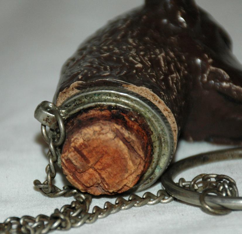 Antique Hound Dog Bottle Stopper , Cork with Chain