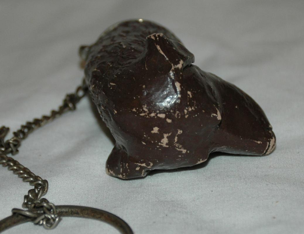 Antique Hound Dog Bottle Stopper , Cork with Chain