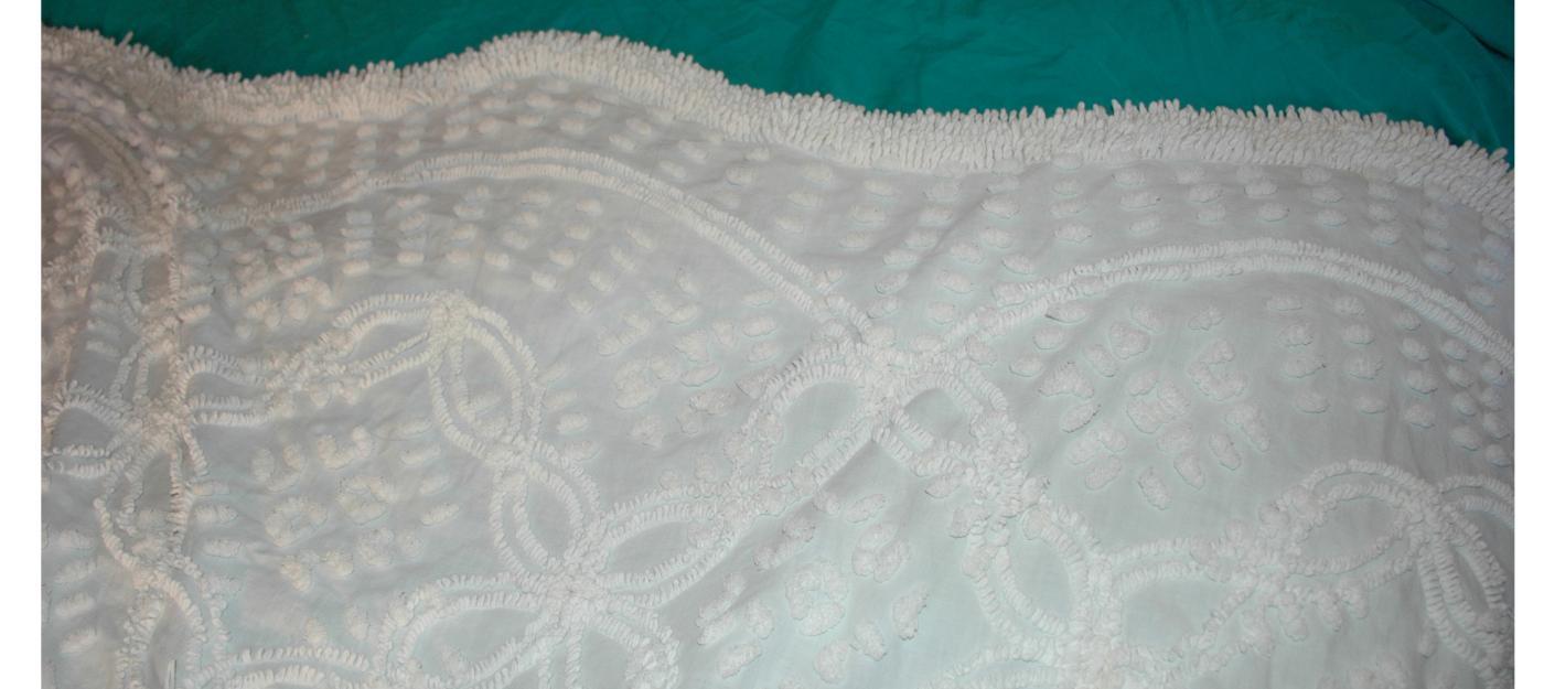 2 White Chenille Twin Bedspeads/ Matching
