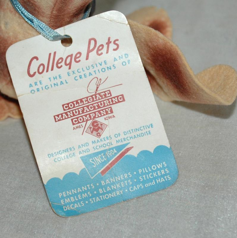 Notre Dame Stuffed Wool Felt Dog - College Pet - 1940's- Peppy
