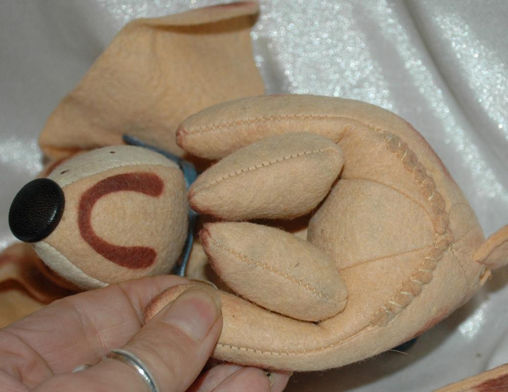 Notre Dame Stuffed Wool Felt Dog - College Pet - 1940's- Peppy