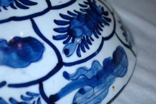 Japanese Kraak Style Large Porcelain Bowl with double foot ring