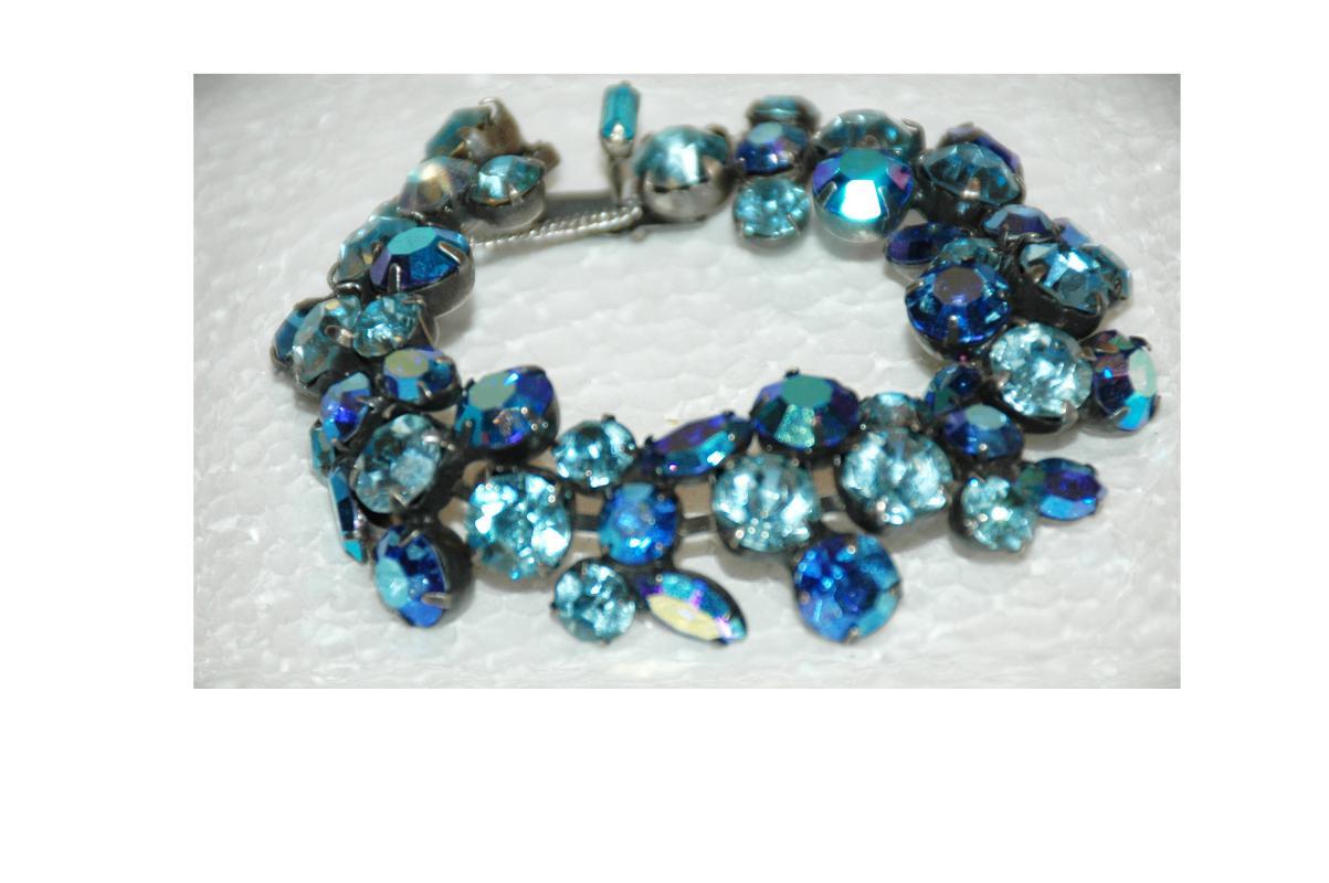 Regency Blue Faceted Crystal Rhinestone Bracelet