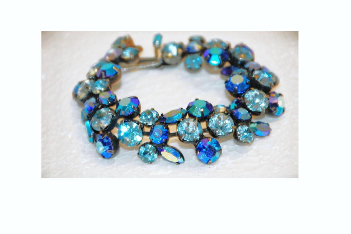 Regency Blue Faceted Crystal Rhinestone Bracelet