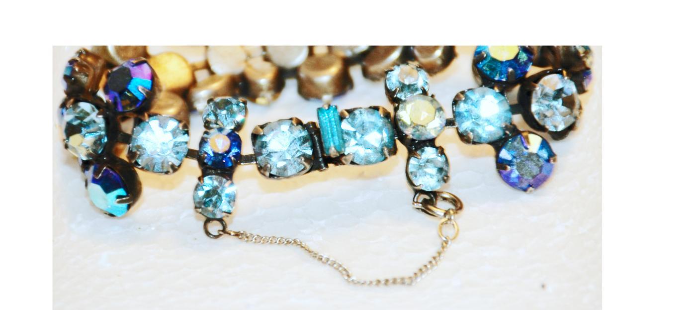 Regency Blue Faceted Crystal Rhinestone Bracelet