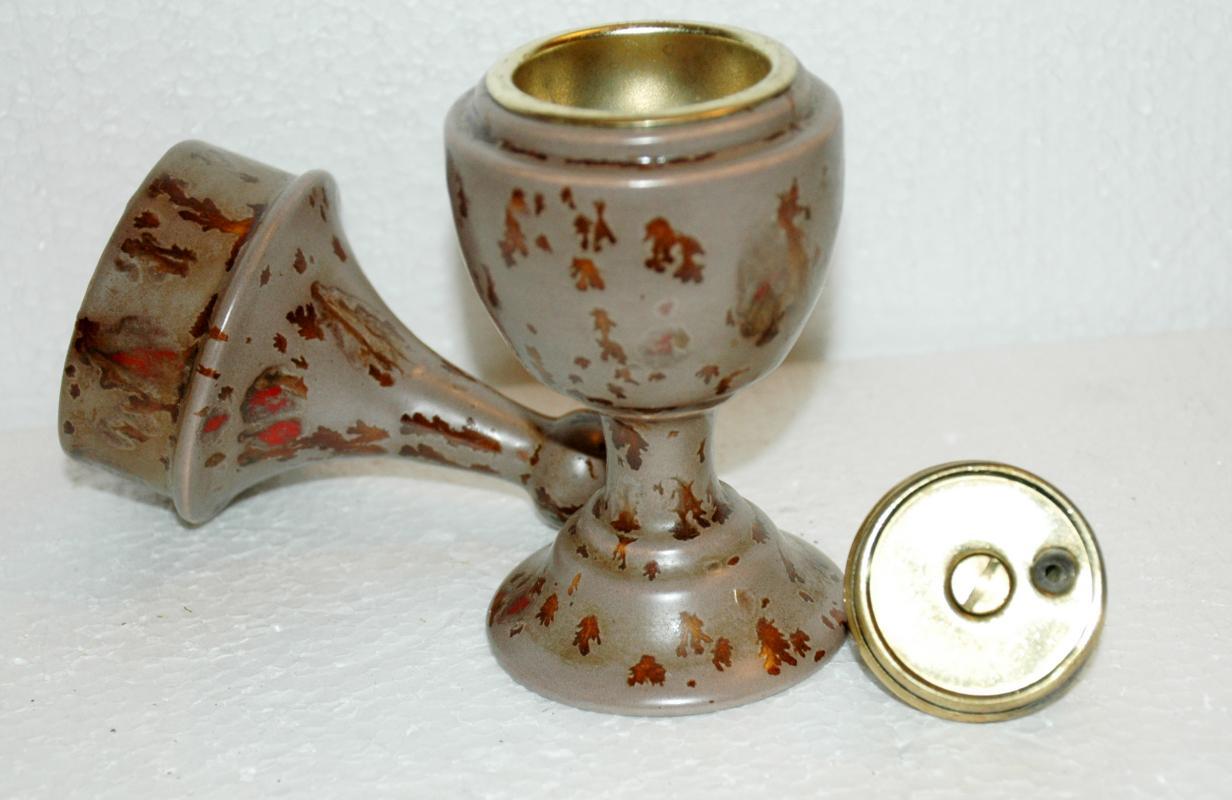 Fat Lava Footed & Lidded Apothecary or Urn Style Pottery Table Lighter Mid-Century Moderist
