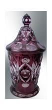 Bohemian Amethyst Cut to Clear Glass Apothecary Jar with Lid