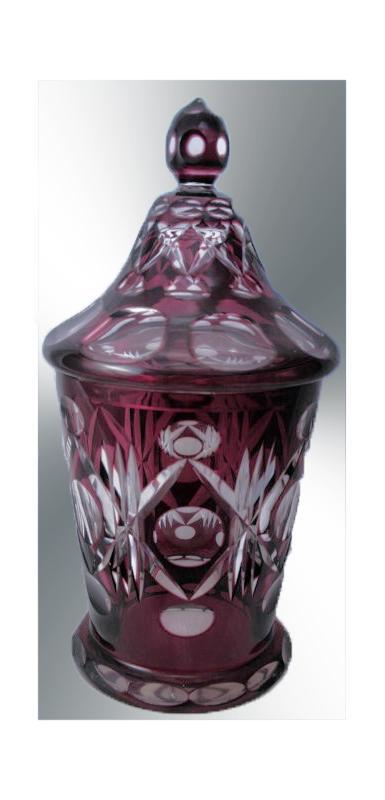 Bohemian Amethyst Cut to Clear Glass Apothecary Jar with Lid