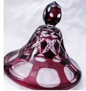 Bohemian Amethyst Cut to Clear Glass Apothecary Jar with Lid
