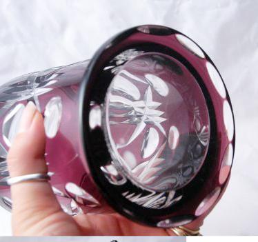 Bohemian Amethyst Cut to Clear Glass Apothecary Jar with Lid