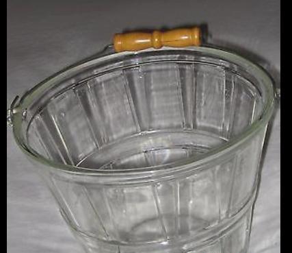 Anchor Hocking Glass Ice Bucket with Wire Bail Handle Apple Basket shape