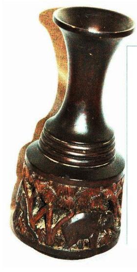 African Wood Bas-Relief Carved Vase ** PRICE REDUCED ** PRICE REDUCTION !!