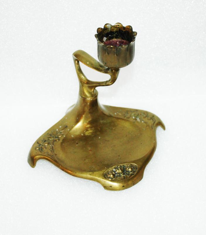 GESCHUTZT ART NOUVEAU BRONZE CANDLESTICK CANDLE HOLDER