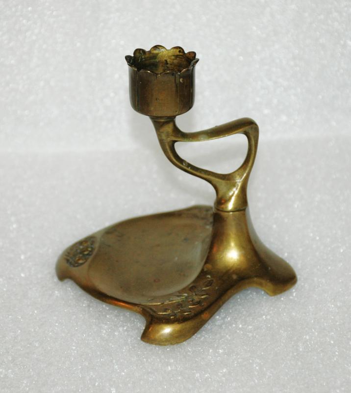 GESCHUTZT ART NOUVEAU BRONZE CANDLESTICK CANDLE HOLDER