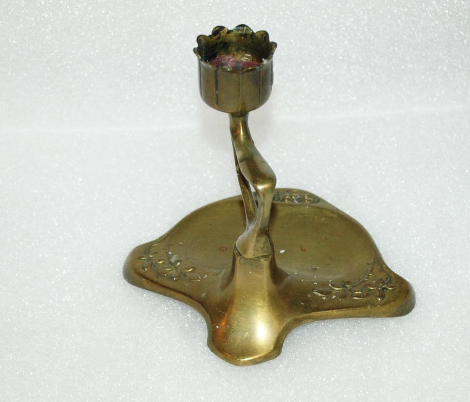 GESCHUTZT ART NOUVEAU BRONZE CANDLESTICK CANDLE HOLDER