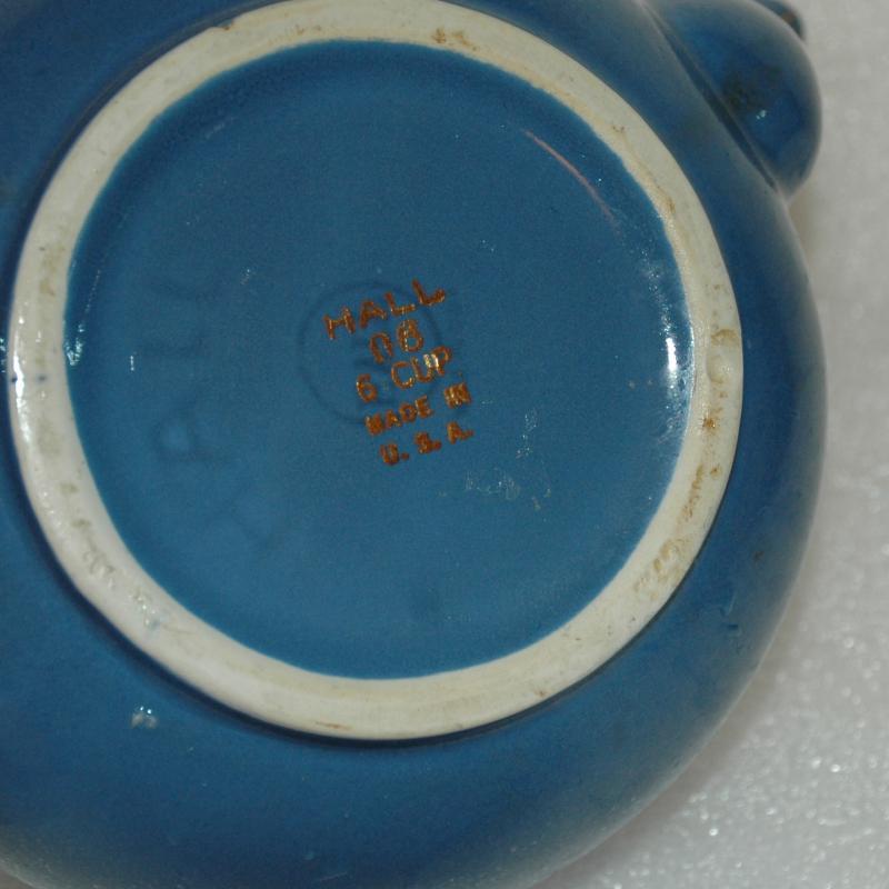 Hall Teapot Blue with Gold Trim