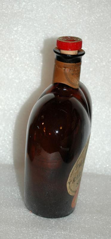 HEART Shape Vintage Brown Glass Paul Mason Rare Sherry Bottle with orig label and cork